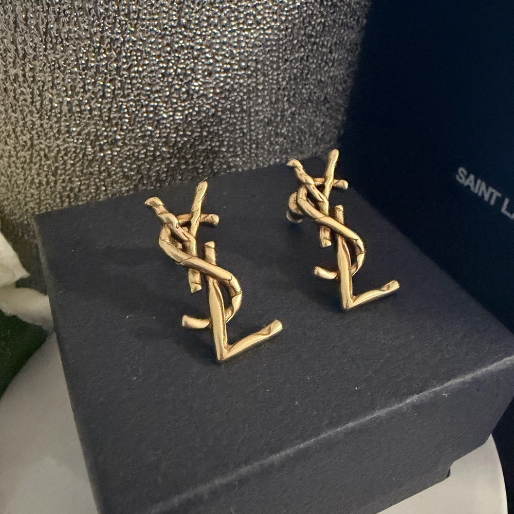 Saint Laurent Gold-tone YSL Logo Earrings *REPOSH*